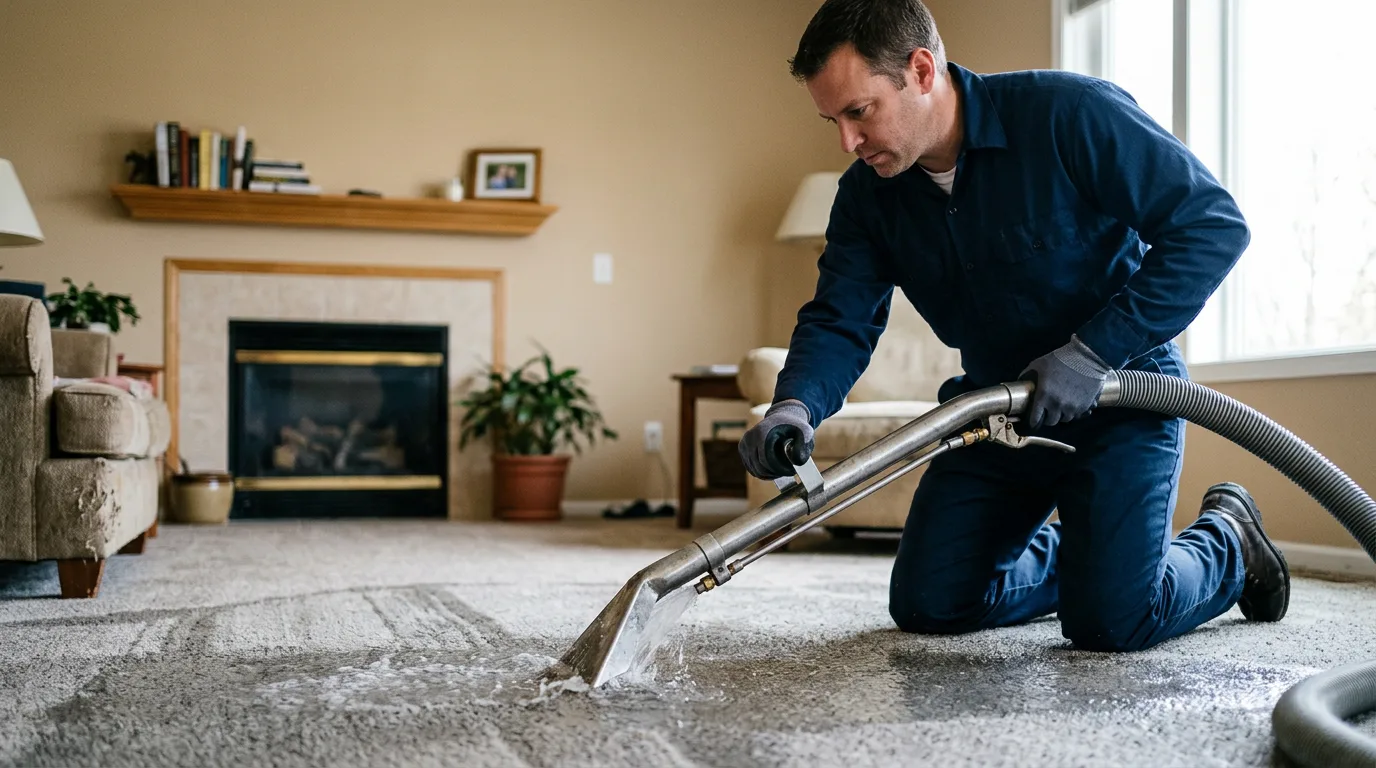 Water damage restoration technician working near Levittown, NY